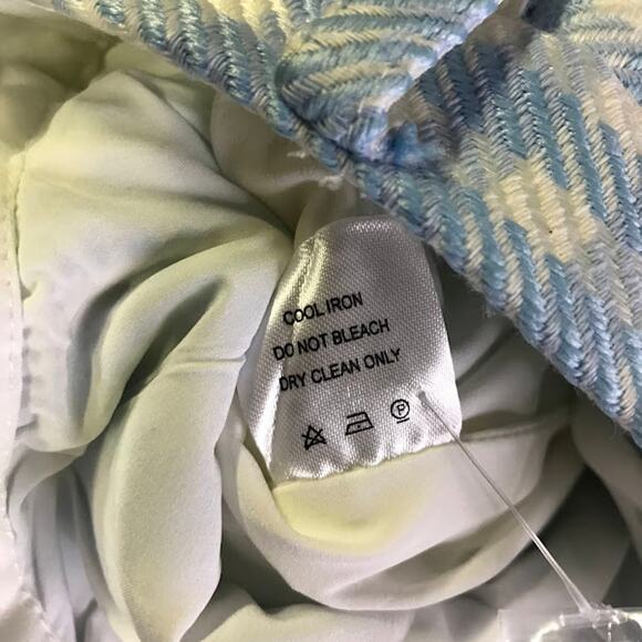 Assignment Chloe Gingham Trouser Pants S High Rise Frayed Trim Pockets Blue NWT - Picture 5 of 5